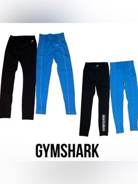 2️⃣Set Black & Bright Blue Gymshark Capri Leggings - Size M